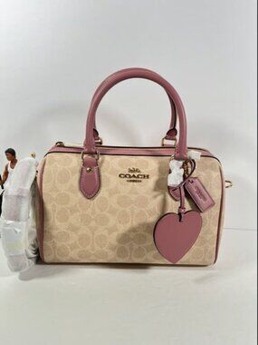 NWT Coach Rowan Satchel Bag In Signature Canvas With Heart Charm